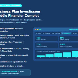 template excel business plan investisseur prêt à l'emploi